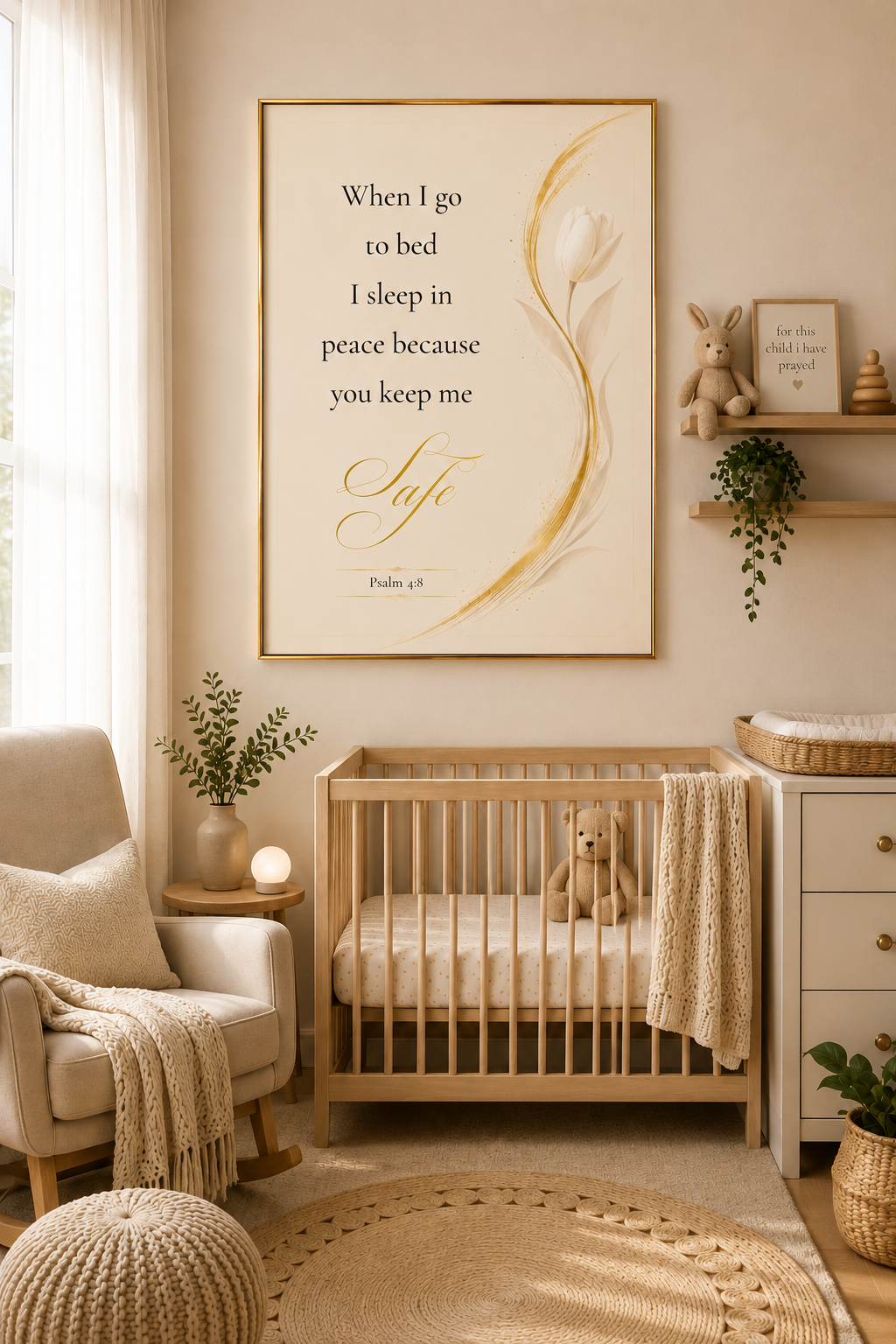 Psalm 4:8 | Luxury Christian Wall Art | Safe