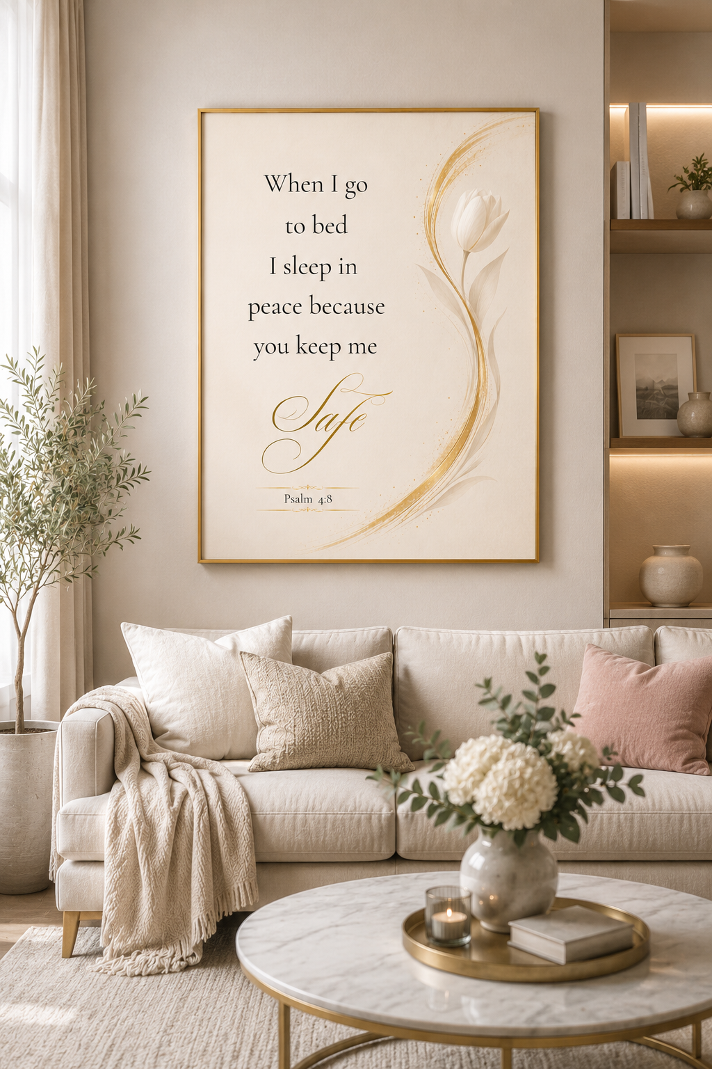Psalm 4:8 | Luxury Christian Wall Art | Safe